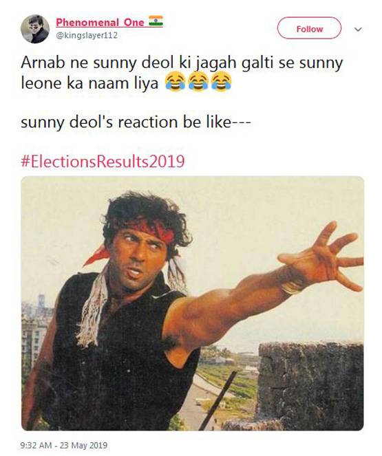 एंकर ने सनी देओल को कहा सनी लियोनी, एक्ट्रेस ने पूछा कितने वोटों से आगे हूं?