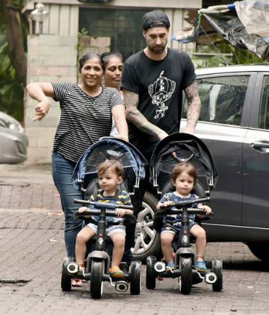 पापा डेनियल संग साइकिल राइड पर निकले सनी लियोनी के बेटे