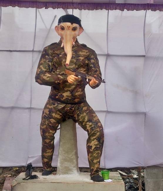 लालबाग में चंद्रयान-2 की थीम, चेन्नई में 'सैनिक' बने गणपति