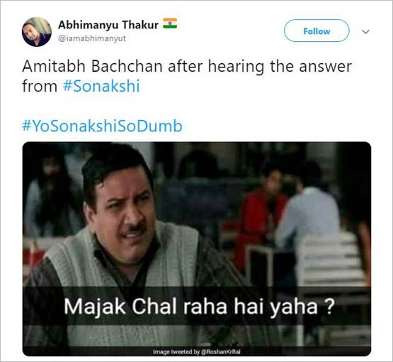 KBC में आसान सवाल का जवाब नहीं दे सकीं सोनाक्षी, हुईं ट्रोल