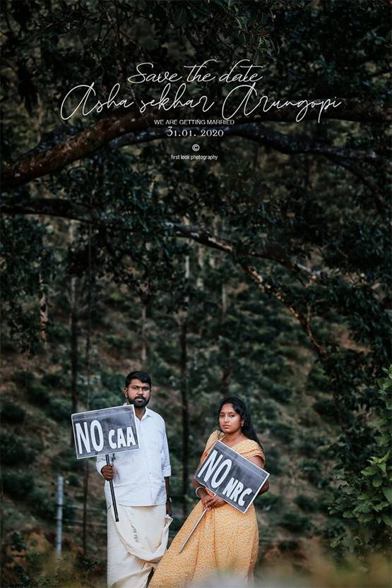 प्री-वेडिंग फोटोशूट में कपल ने किया CAA-NRC का विरोध, तस्वीरें वायरल