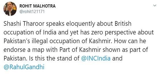 थरूर ने शेयर किया भारत का विवादित नक्शा, ट्विटर पर भड़के यूजर