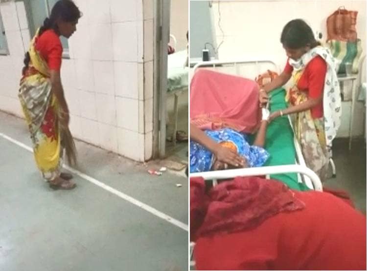 झाड़ू लगाती सफाईकर्मी मरीज के पास पहुंची, हाथ में लगा द‍िया इंजेक्शन