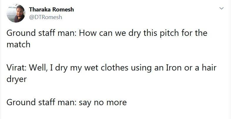 IND vs SL: पिच सुखाने के लिए हेयर ड्रायर, ट्विटर पर फैंस ने लगाई क्लास