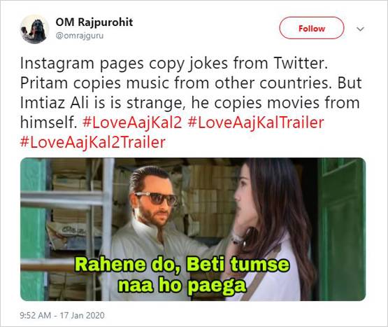 कार्तिक-सारा की लव आज कल के ट्रेलर का उड़ रहा मजाक, बने फनी मीम्स