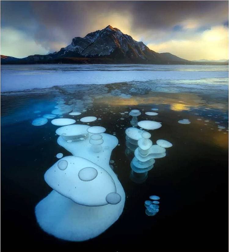 देखिए...इस झील में जम गए गैस के बुलबुले, तस्वीरें हो रहीं वायरल