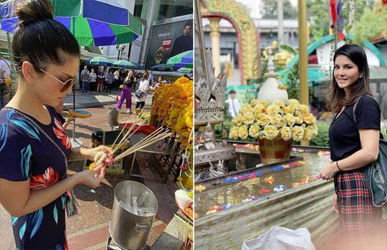 पति संग थाईलैंड के मंदिर घूम रहीं सनी लियोनी, देखें फोटो