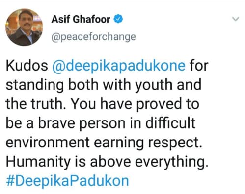 पाक सेना ने दीपिका को कहा बहादुर, फिर ट्वीट डिलीट