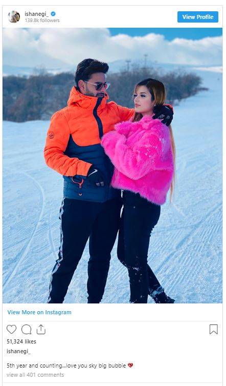 पहाड़ों पर बर्फ के बीच परवान चढ़ा ऋषभ पंत का प्यार, शेयर की फोटो