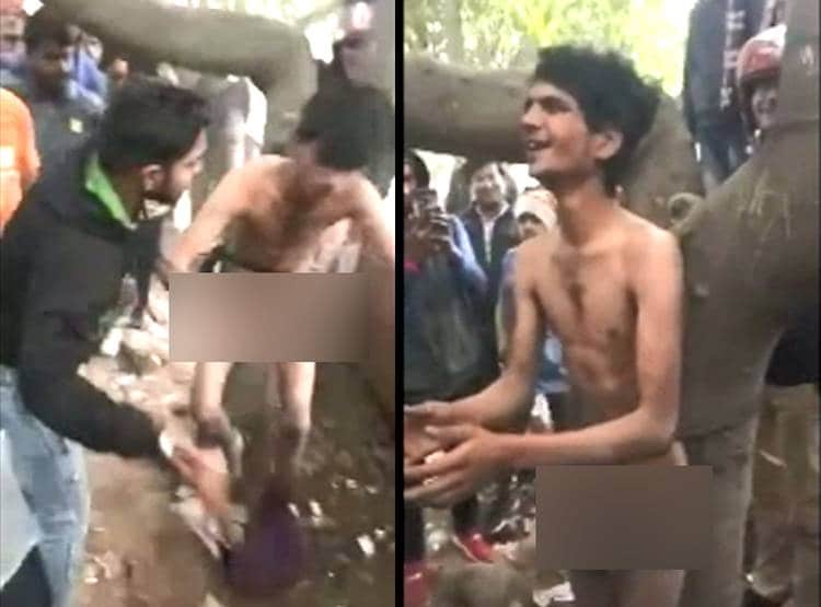 पेड़ से बांध कर क‍िया न‍िर्वस्त्र, लात-घूंसों से चोर का ब‍िगाड़ा हुल‍िया