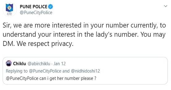 ट्विटर पर मांगा महिला का नंबर, पुलिस ने दिया मजेदार जवाब