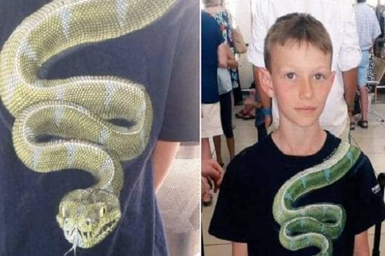 बच्चे की टी-शर्ट पर अजगर, एयरपोर्ट पर देख अधिकारियों के उड़े होश