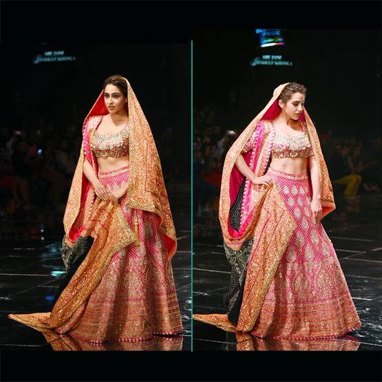 ब्राइडल लुक में नजर आईं सारा अली खान, रैंप पर बिखेरे जलवे