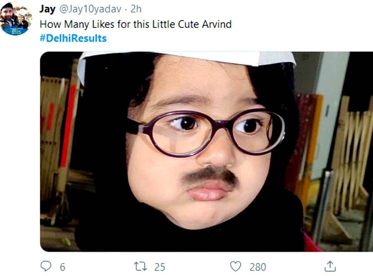 केजरीवाल की जीत के साथ ही छा गया 1 साल का 'मफलरमैन', Photos