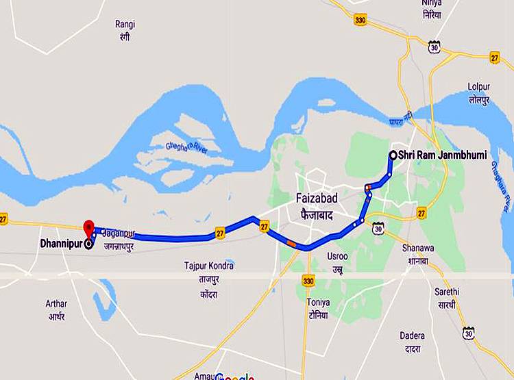 देखें MAP- राम जन्मभूमि से कितना दूर है धन्नीपुर, जहां मस्जिद के लिए मिली जमीन