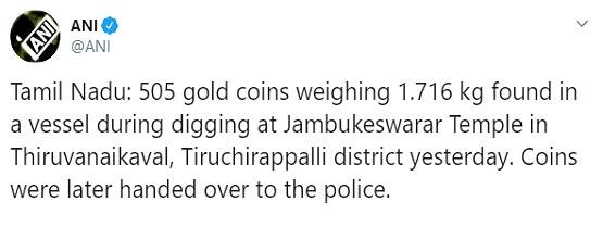 मंदिर के पास हो रही थी खुदाई, तभी निकला सोने का प्राचीन खजाना