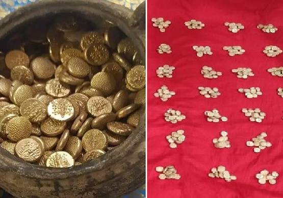 मंदिर के पास हो रही थी खुदाई, तभी निकला सोने का प्राचीन खजाना