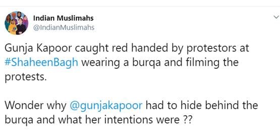 बुर्के में कैमरा छिपाकर शाहीन बाग गई गुंजा, ट्विटर पर भिड़े AAP-BJP समर्थक