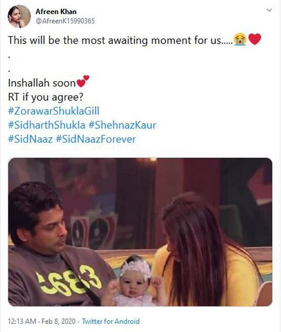 बच्चों का नाम सोच रहे थे सिडनाज, ट्विटर पर ट्रेंड हुआ 'जोरावर गिल शुक्ला'