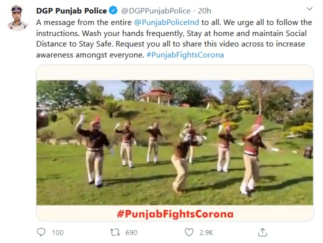 पंजाब पुलिस ने 'बारी बरसी ' पर किया डांस, बताया कैसे रहें कोरोना से सुरक्षित