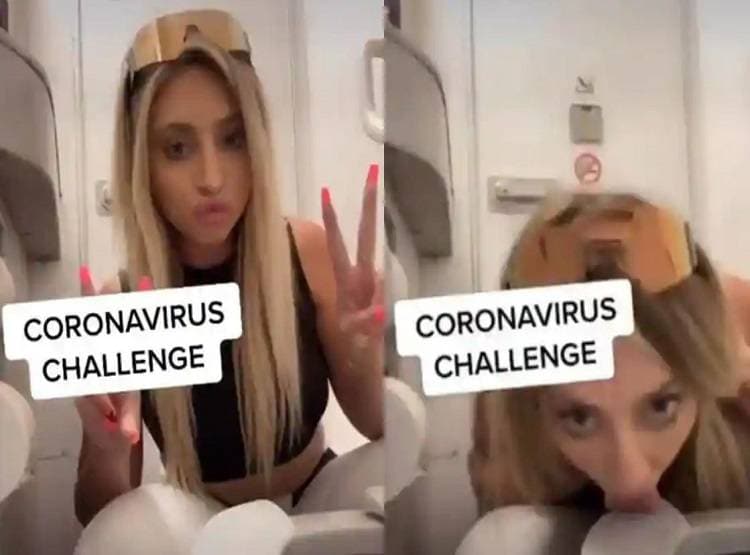जीभ से टॉयलेट सीट चाटकर महिला ने दिया कोरोना चैलेंज, लोग भड़के