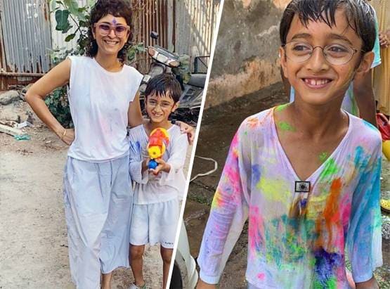 नवाबी अंदाज में तैमूर की होली, आमिर के बेटे पर चढ़ा रंगों का खुमार