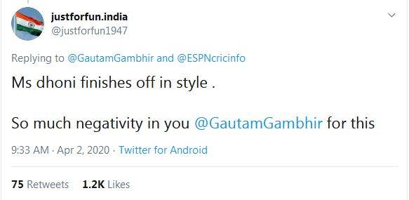 धोनी के वर्ल्ड कप में विनिंग छक्के पर गंभीर ने उठाए सवाल, भड़के फैंस