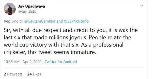 धोनी के वर्ल्ड कप में विनिंग छक्के पर गंभीर ने उठाए सवाल, भड़के फैंस