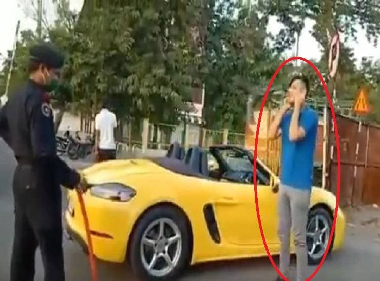 लॉकडाउन में पोर्शे की सवारी युवक को पड़ी भारी, सड़क पर करनी पड़ी उठक-बैठक