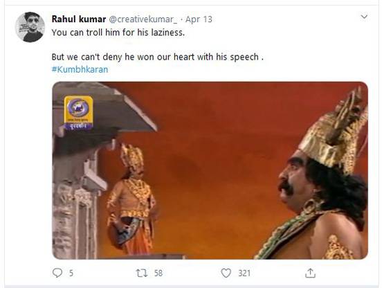 रामायण: कुंभकर्ण की इस बात के फैन हुए यूजर्स, ट्रेंड हुआ #Kumbhkaran