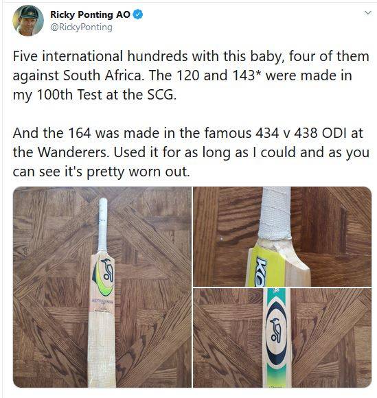 पोंटिंग ने शेयर की अपने बल्ले की तस्वीर, लोगों ने पूछा- क्या ये स्प्रिंग वाला है