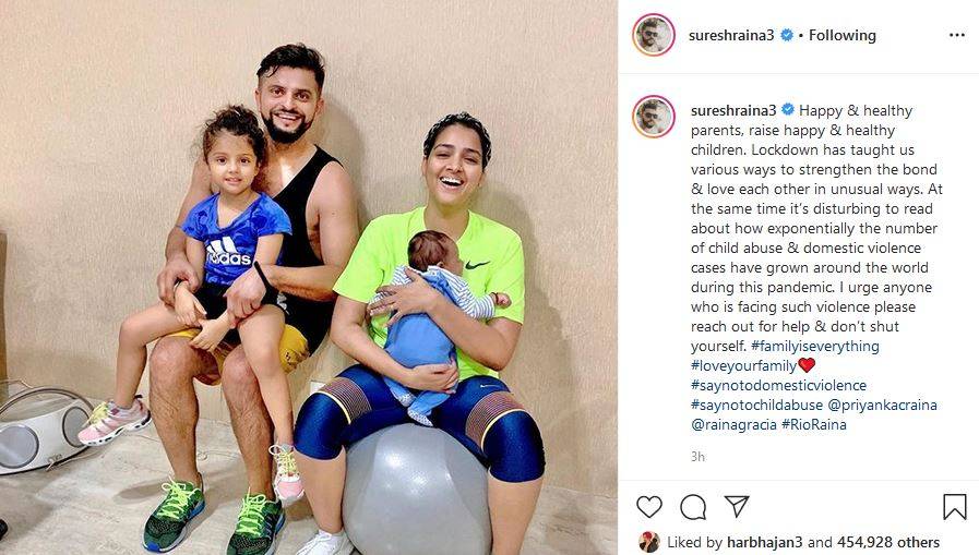 सुरेश रैना ने वाइफ और बच्चों संग शेयर की PHOTO, सोते दिखे रियो रैना