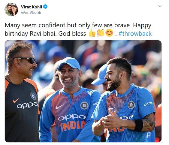 58 के हुए शास्त्री, कोहली ने बर्थडे विश कर कहा- बहादुर कुछ ही होते हैं