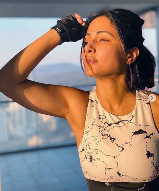 लॉकडाउन में हिना खान का वर्कआउट, शेयर की सनकिस्ड फोटो