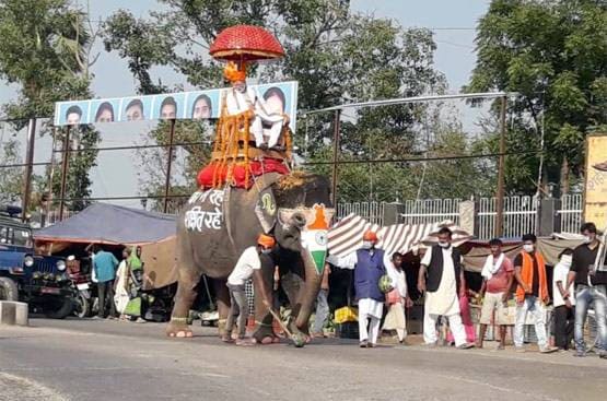 ये क्या! कोरोना को कुचलने के लिए हाथी पर निकले 'मोदी'!