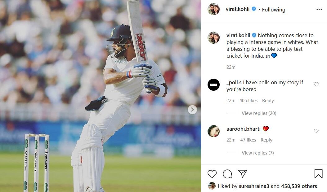 कोहली के दिल के बेहद करीब है यह चीज, इंस्टाग्राम पर किया इजहार