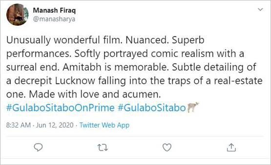 गुलाबो सिताबो पब्लिक रिव्यू: कहानी में छाए अमिताभ, दर्शकों ने दिया मिक्स रिस्पांस