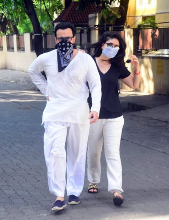 मास्क लगाकर सैफ-करीना संग घूमने निकले तैमूर, देखें तस्वीरें