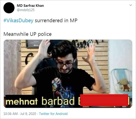 कानुपर वाले विकास दुबे ने किया सरेंडर, सोशल मीडिया पर वायरल हुए मीम्स
