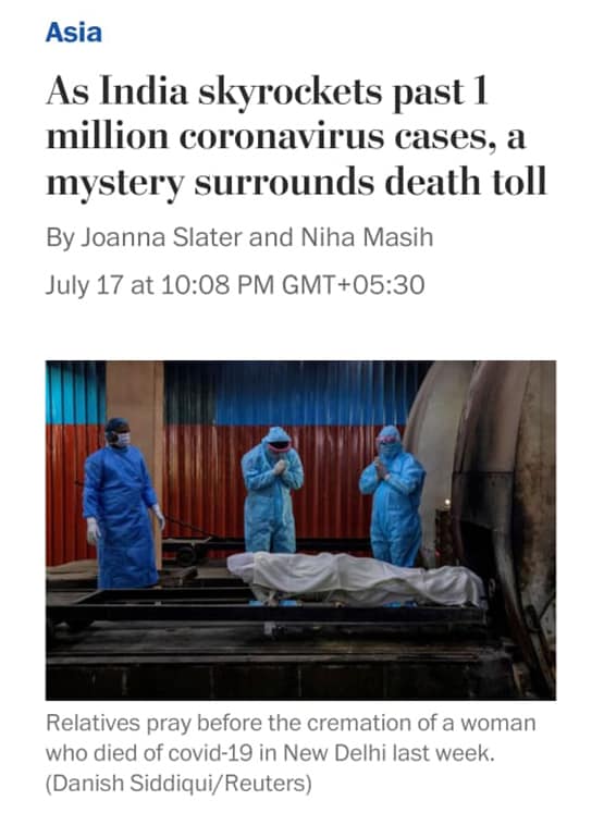 भारत में कोरोना से कम हो रही मौतों को अमेरिकी अखबार ने बताया रहस्य