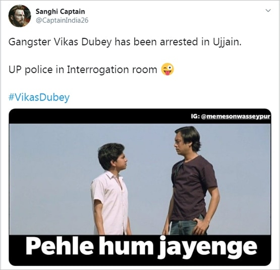 कानुपर वाले विकास दुबे ने किया सरेंडर, सोशल मीडिया पर वायरल हुए मीम्स