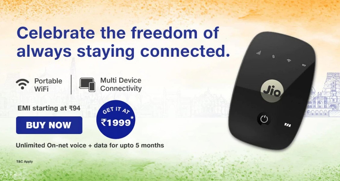Jio का इंडिपेंडेंस डे ऑफर, 5 महीने तक ऐसे मिलेगा फ्री डेटा और कॉलिंग