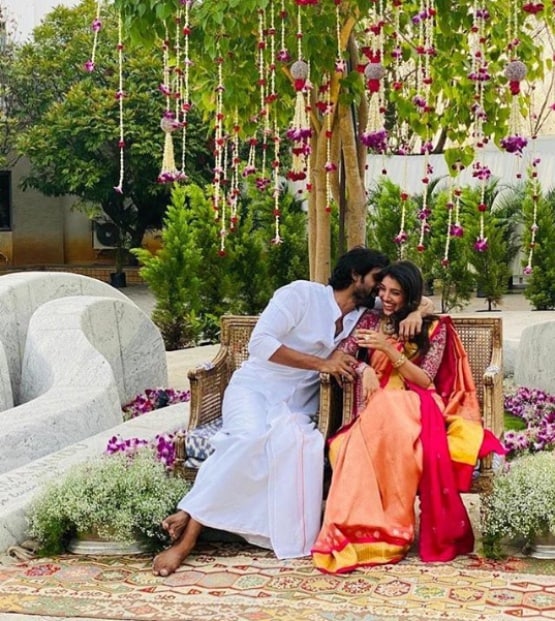 हल्दी सेरेमनी: एक दूसरे में खोए नजर आए राणा दग्गुबाती और मिहीका
