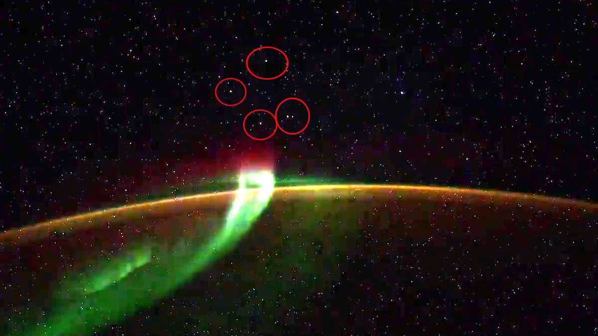 Five UFO above Earth