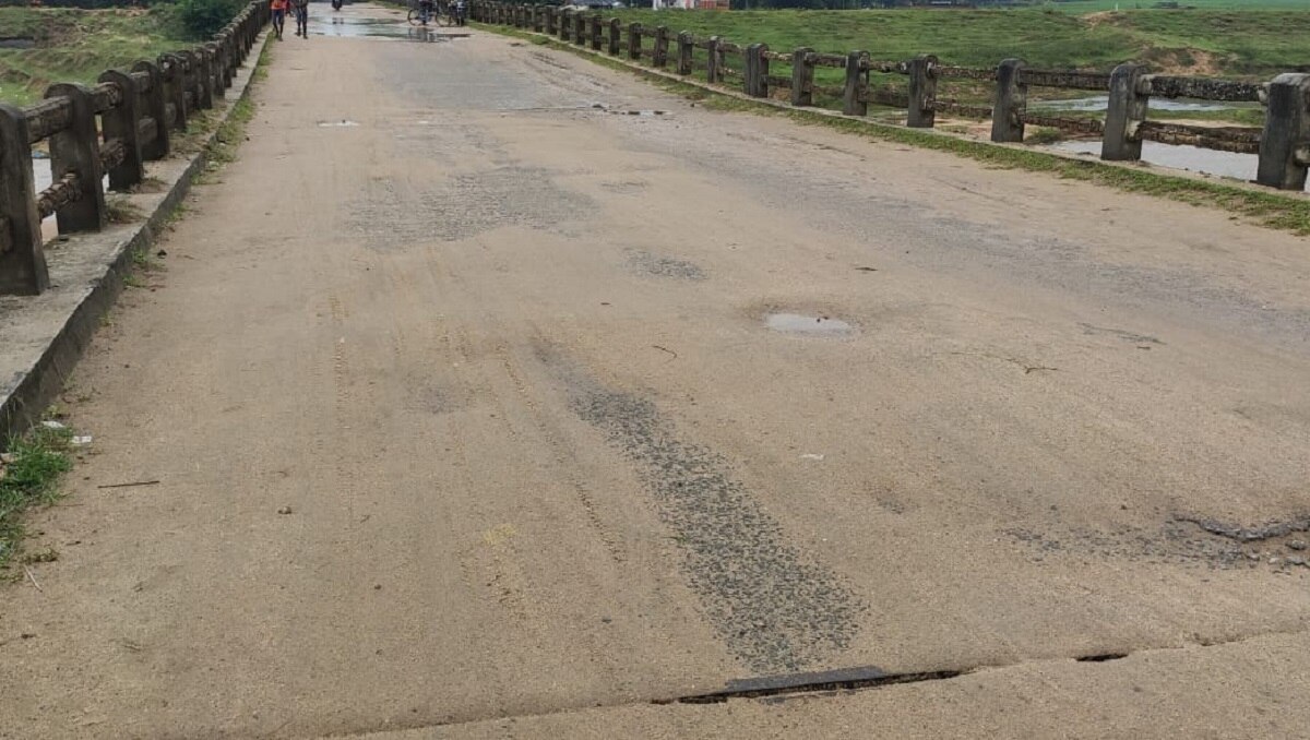 सात करोड़ की लागत से बने धौरी पुल का पाया धंसा