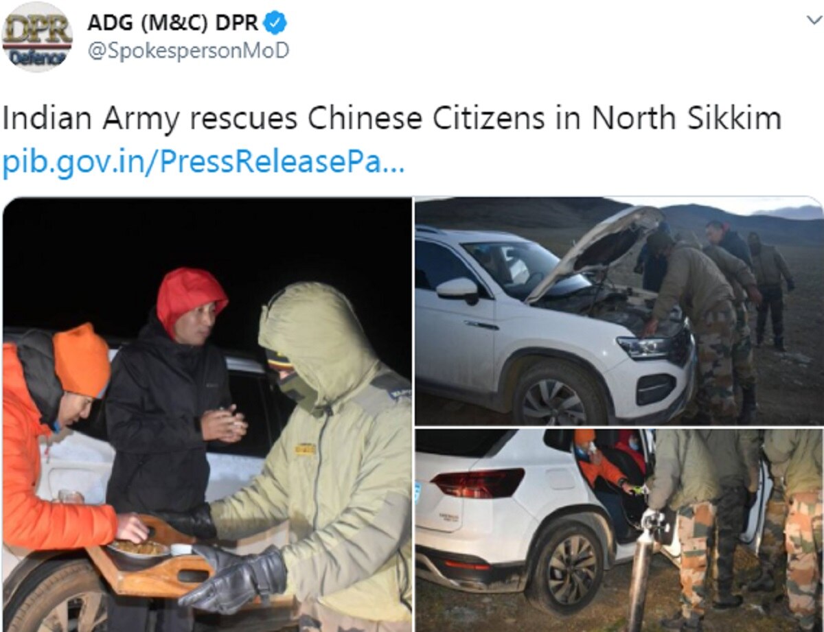 इंडियन आर्मी ने चीनी नागरिकों की जान बचाई