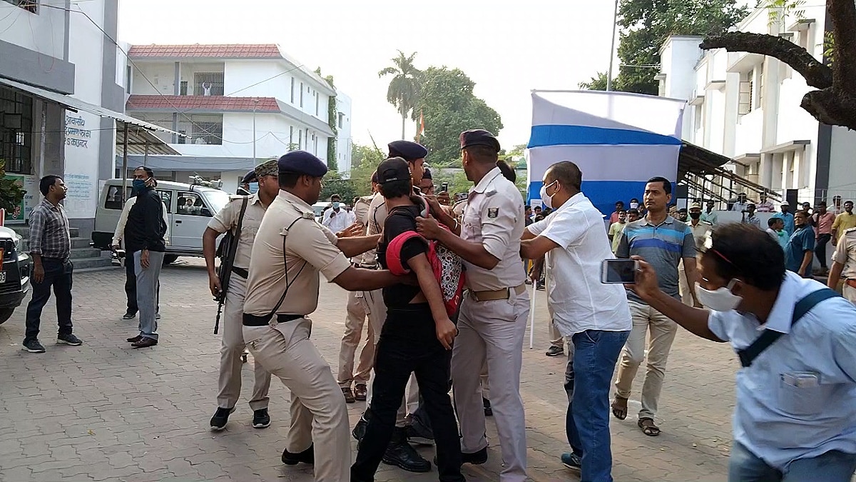 Pushpam Priya Candidate beaten by Police while nomination