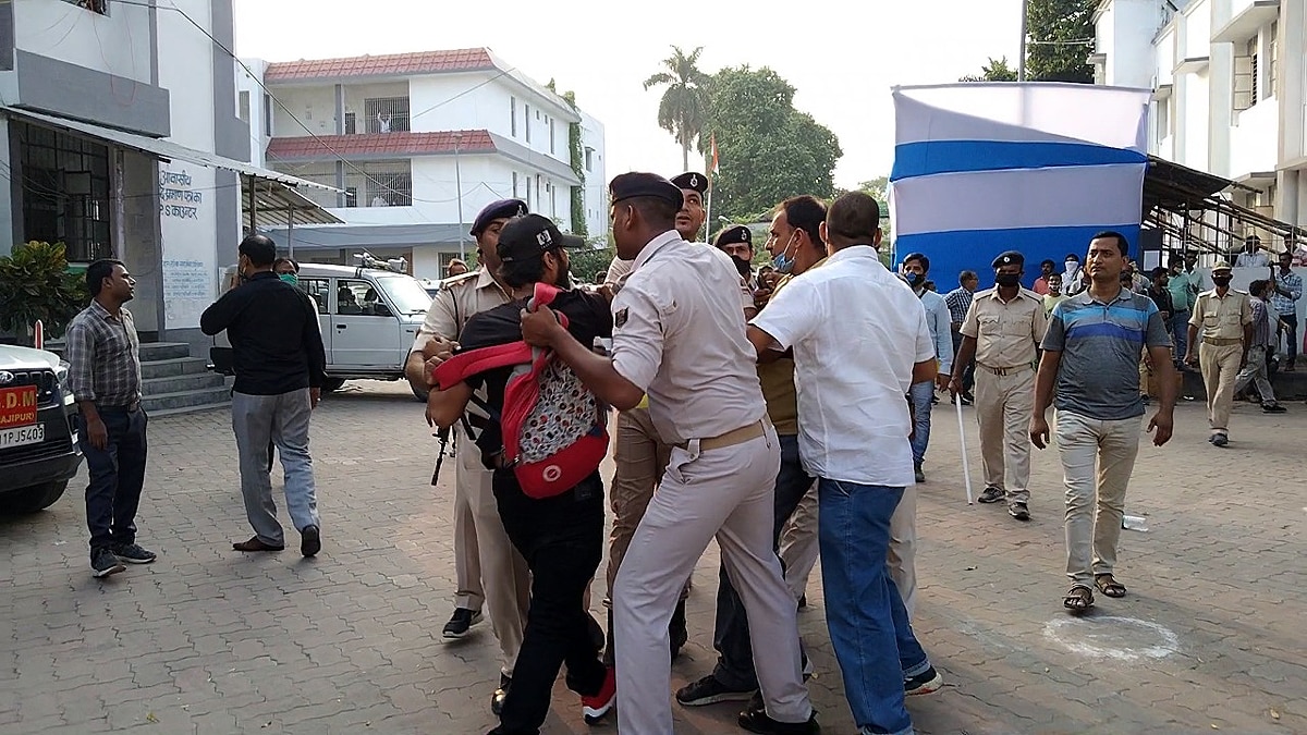 Pushpam Priya Candidate beaten by Police while nomination