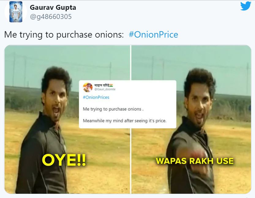 प्याज की बढ़ती कीमतों पर फिल्मी हुआ सोशल मीडिया