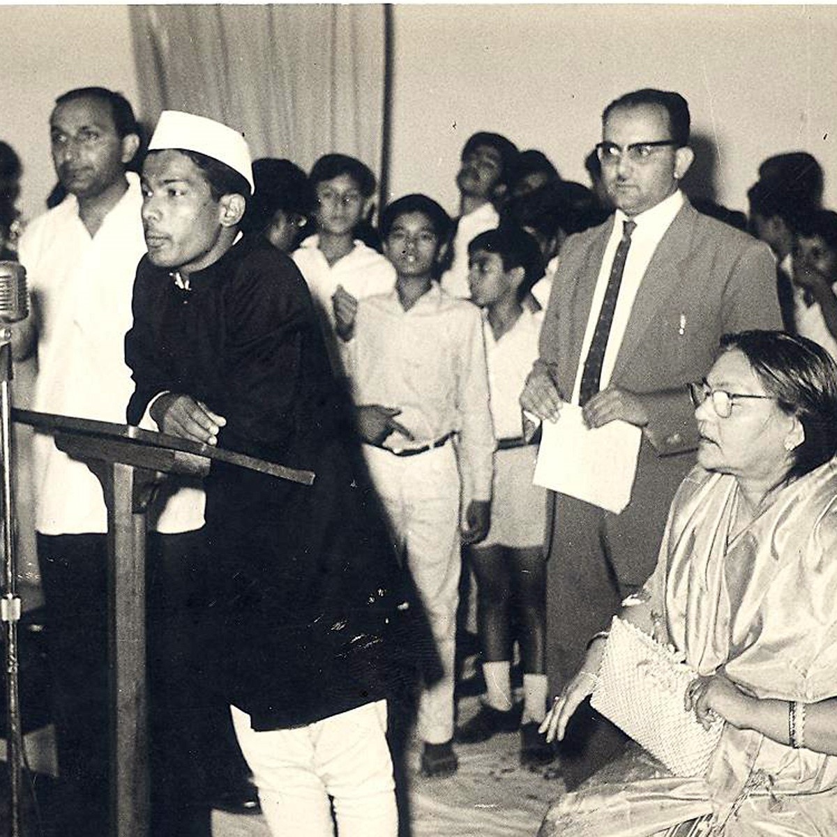A student making his presentation